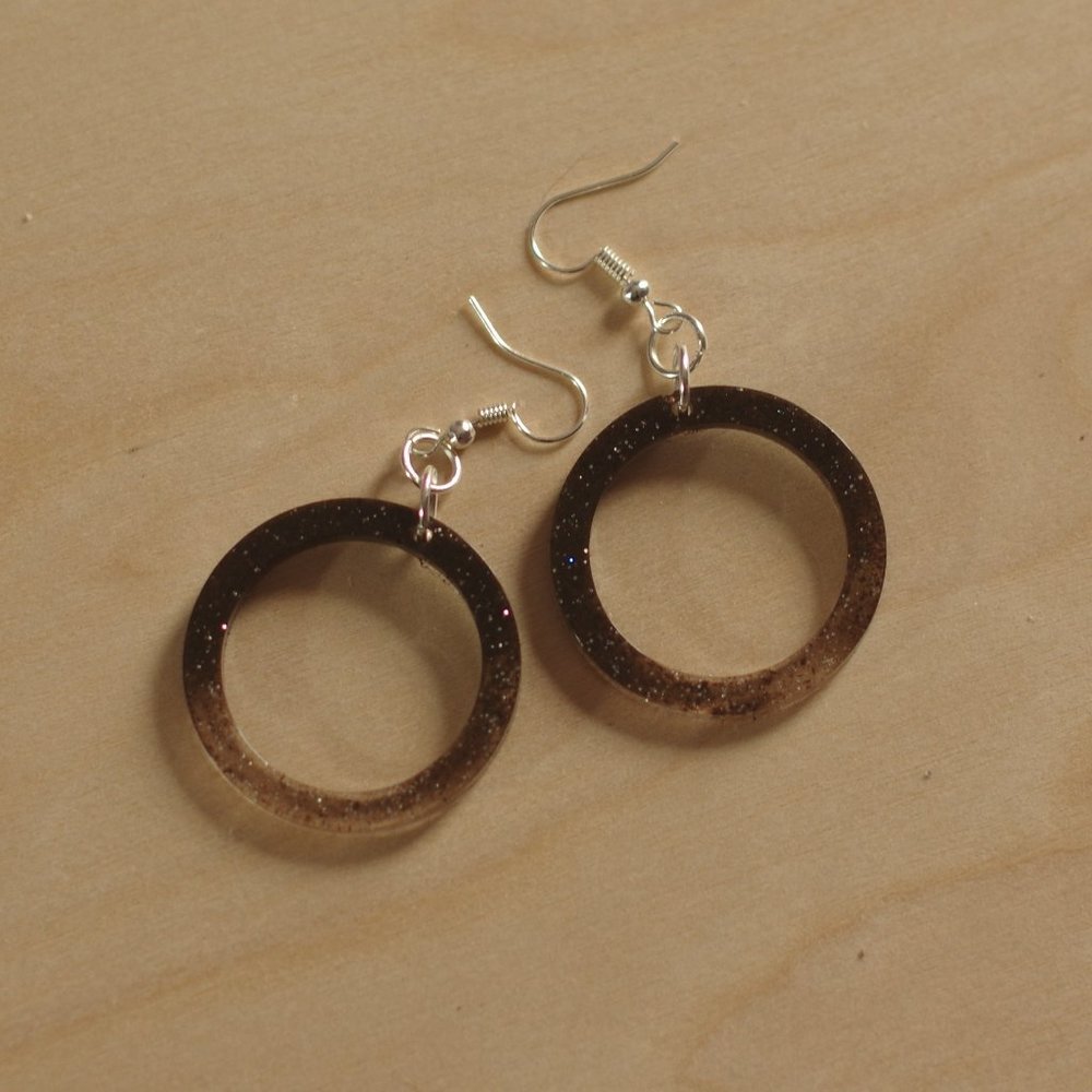 3/$15 Handmade Round Acrylic Earrings Black Brown